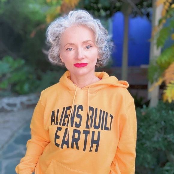 Aliens Built Earth Other - Yellow Graphic Hoodie for Women